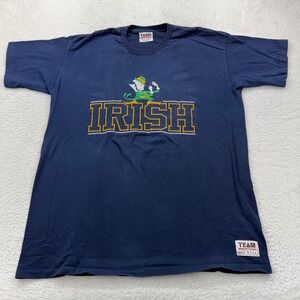 Vintage Team Edition Notre Dame Fighting Irish Embroidered T-Shirt Navy Blue XXL